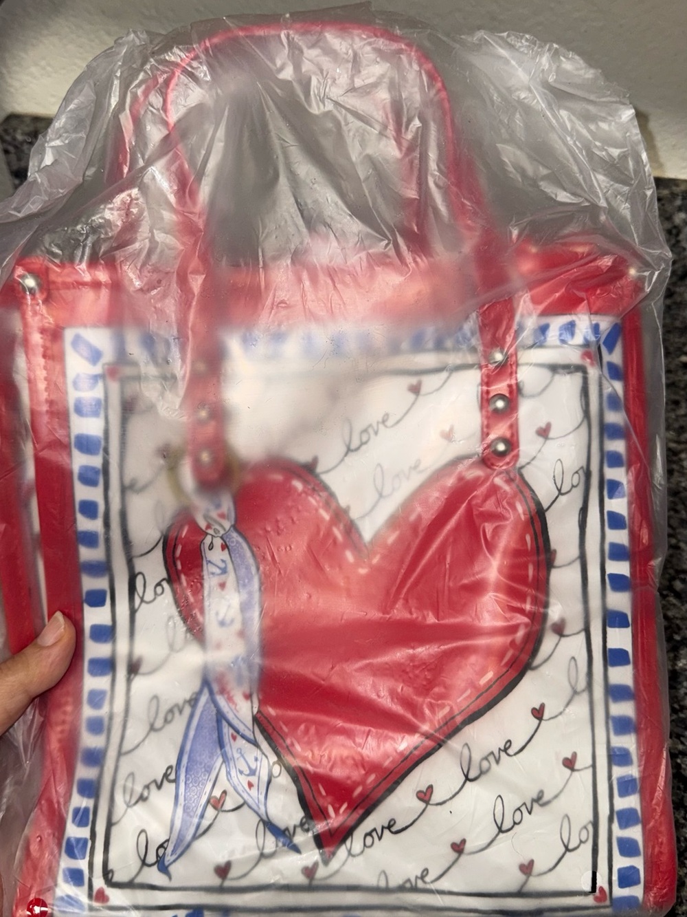 New with tag Brighton Red Heart Tote Bag with Love Print
